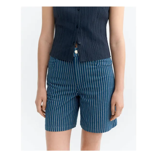 Short Rayures Luisa Coton Bio | Bleu gris