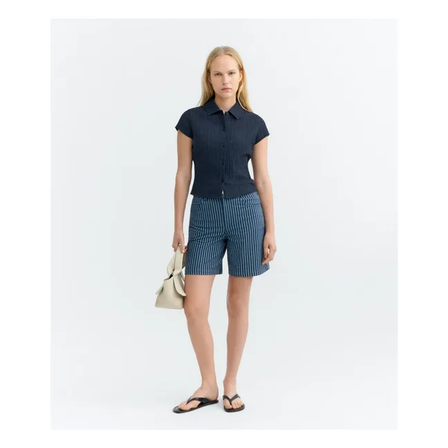 Short Rayures Luisa Coton Bio | Bleu gris