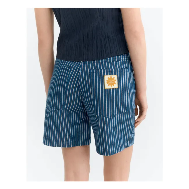 Short Rayures Luisa Coton Bio | Bleu gris