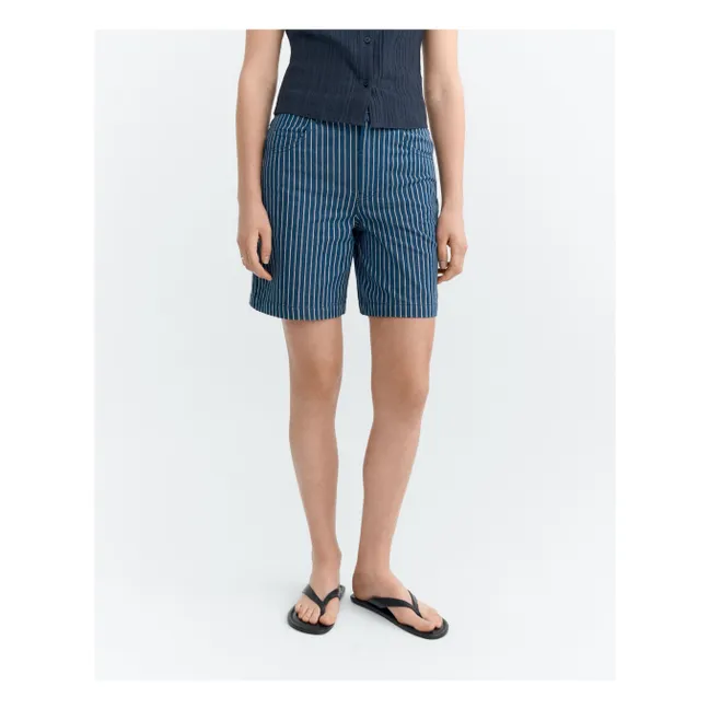Short Rayures Luisa Coton Bio | Bleu gris