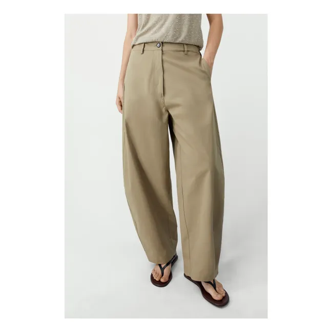 Linen and cotton balloon pants | Camel