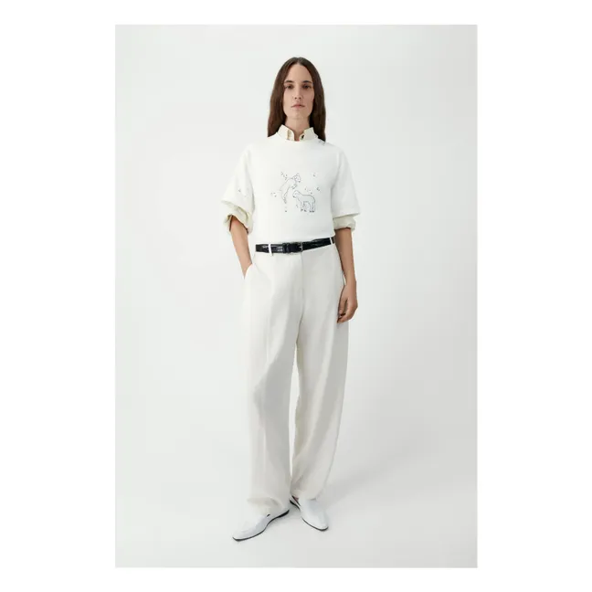 Camiseta bordada de algodón orgánico | Blanco