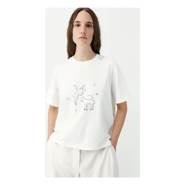 Camiseta bordada de algodón orgánico | Blanco