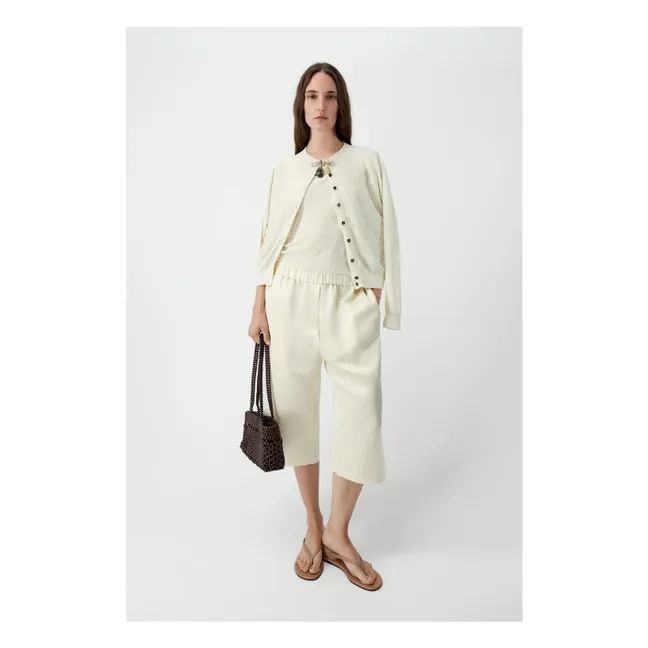 Cárdigan de lino y algodón | Crema