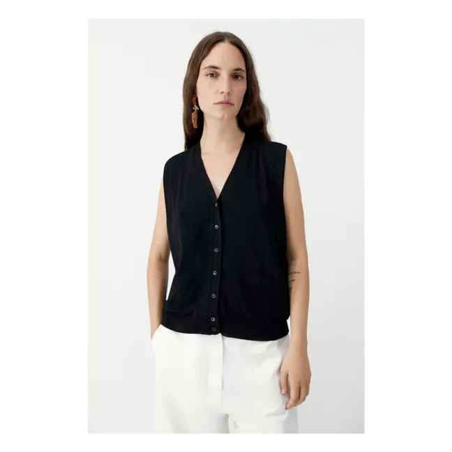 Cárdigan sin mangas | Negro