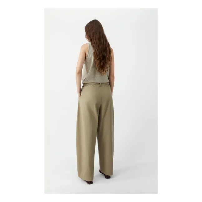 Pantalón globo de lino y algodón | Camel
