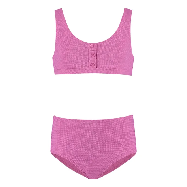 Maillot de Bain Boutonné Lurex Fibres Recyclées | Rose