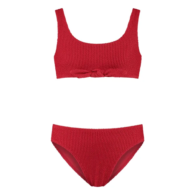 Maillot de Bain Nœud Côtelé | Rouge
