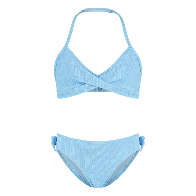 Maillot de Bain Croisé Texturé | Bleu ciel