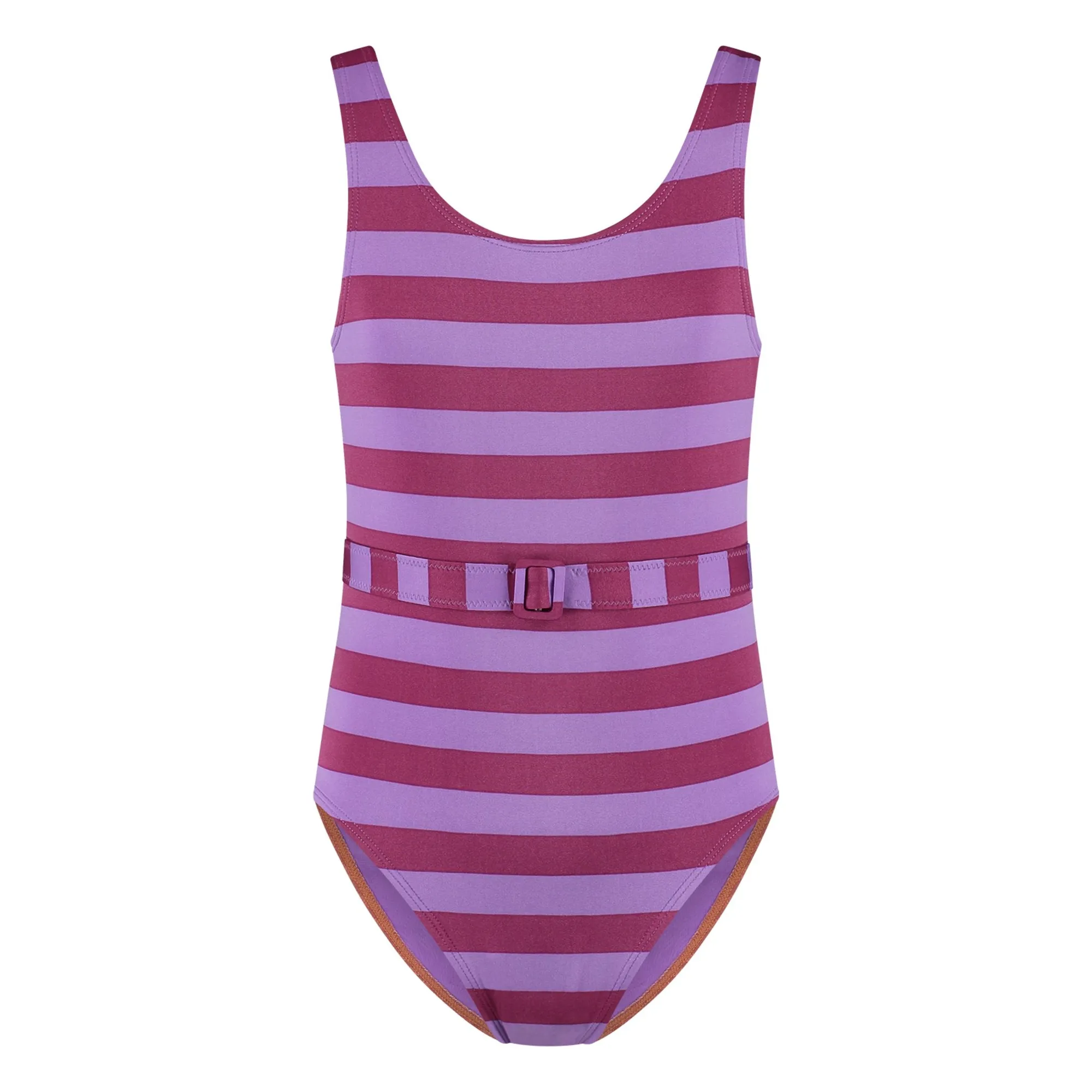 Beachlife Purple Striped Waisted Swimsuit In Recycled Fibers