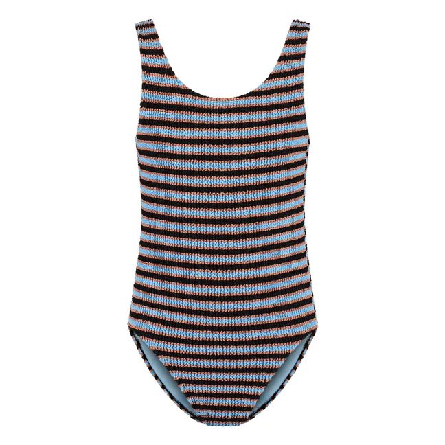Maillot de Bain Rayé Côtelé | Bleu ciel