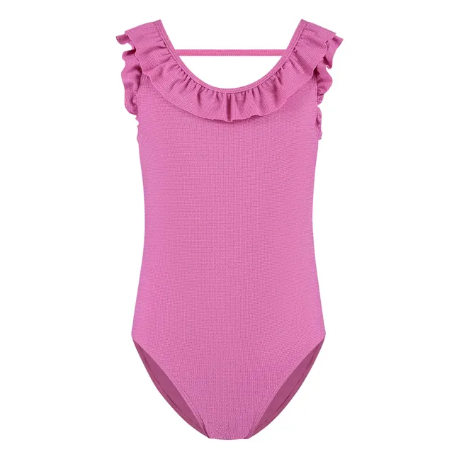Maillot de Bain Volants Lurex Fibres Recyclées | Rose