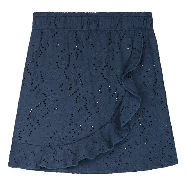 Falda de baño bordada con fibras recicladas | Azul Noche