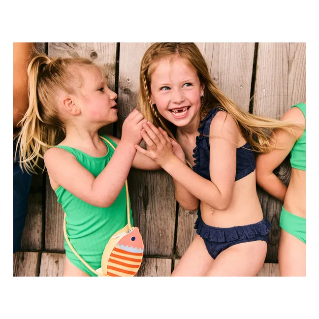 Maillot de Bain Uni Texturé Fibres Recyclées | Vert