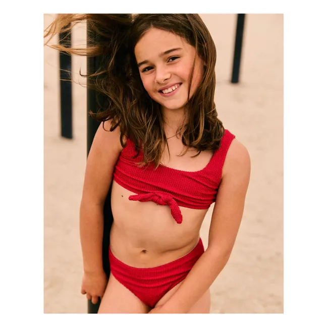 Maillot de Bain Nœud Côtelé | Rouge