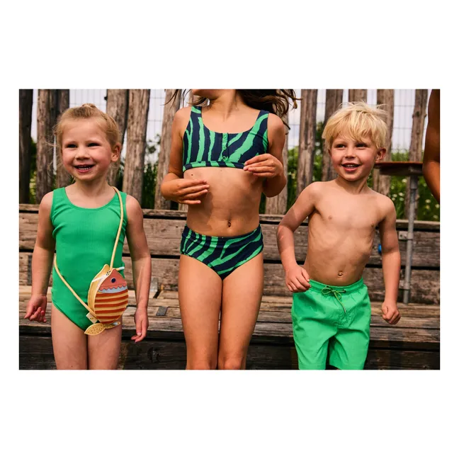 Maillot de Bain Uni Texturé Fibres Recyclées | Vert
