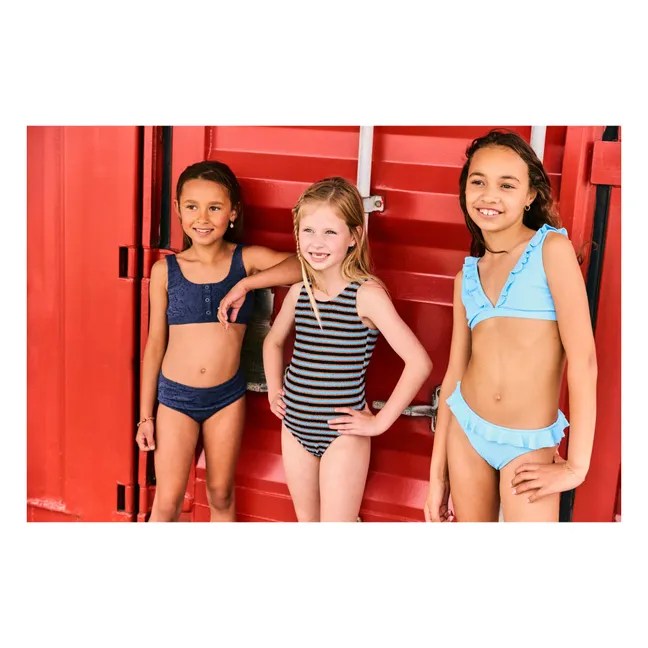 Maillot de Bain Rayé Côtelé | Bleu ciel