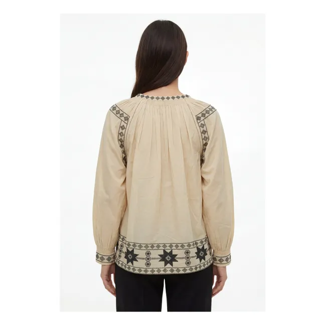 Natalia Cotton Embroidered Blouse | Champagne