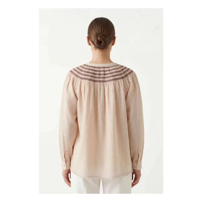 Orlina Cotton Smocked Blouse | Cream