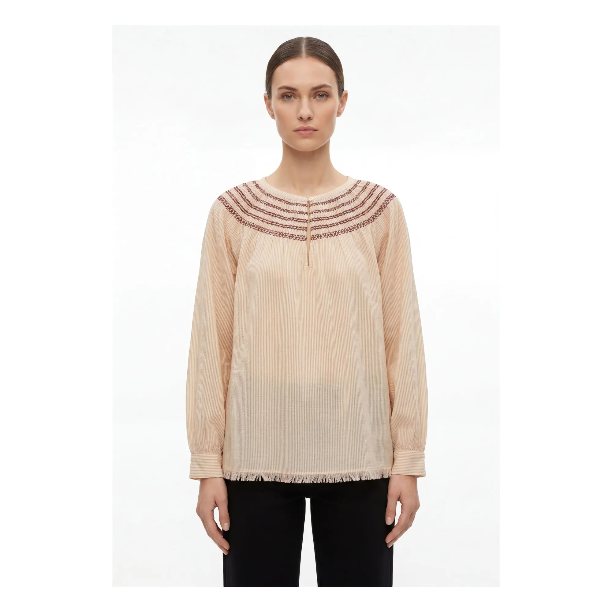 Hod Cream Orlina Cotton Smocked Blouse