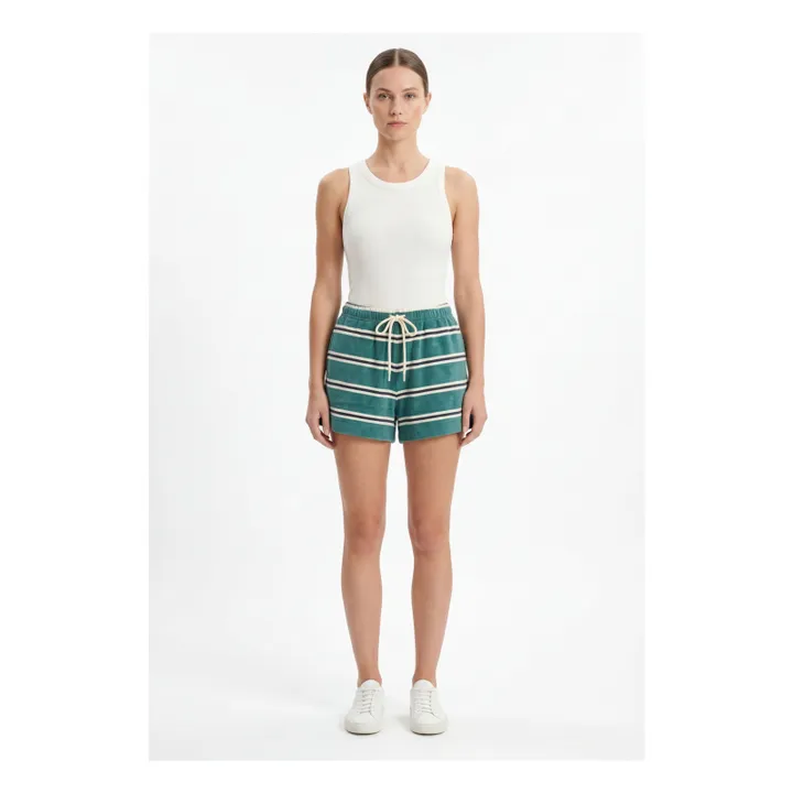 Pantalones cortos a rayas de algodón Beverly | Verde- Imagen del producto n°1