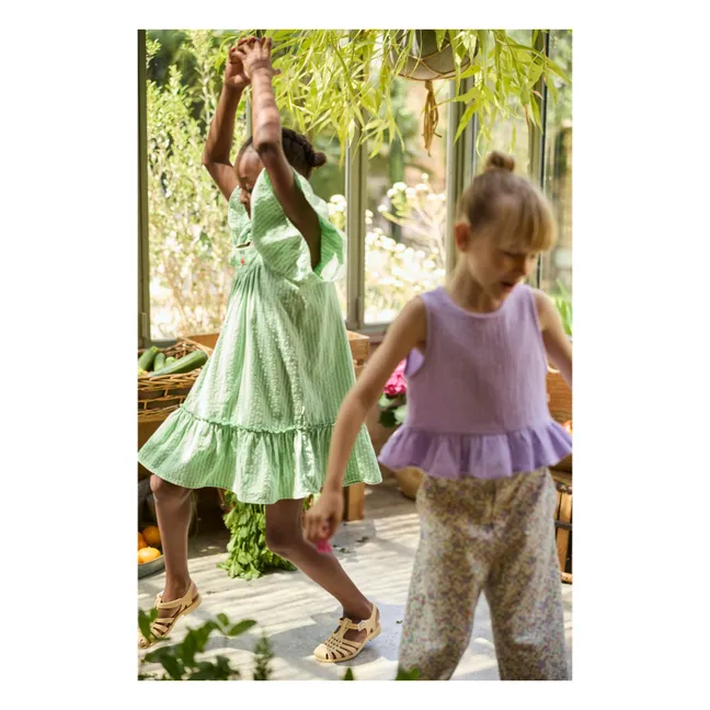 Robe Clavel Rayée | Vert prairie