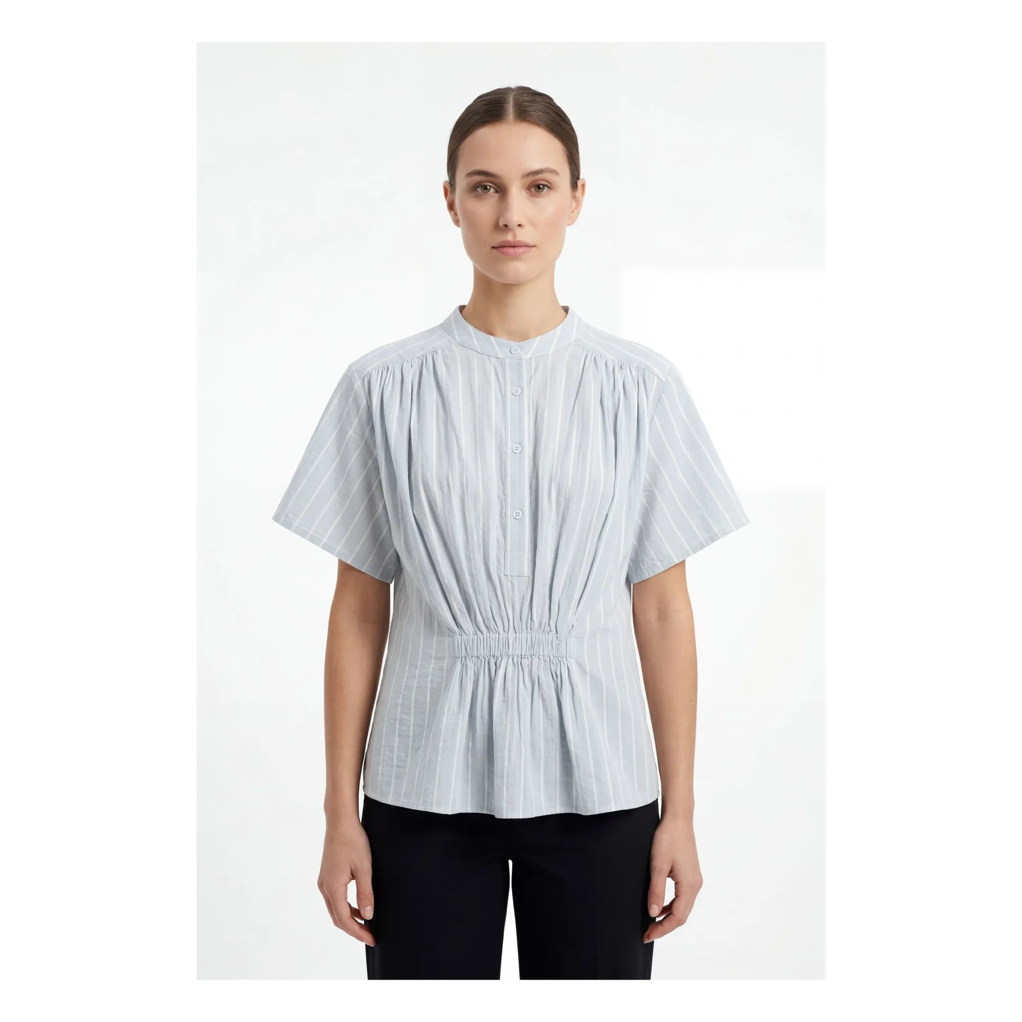 Blouse Rayures Patrizia Coton | Bleu ciel- Image produit n°1