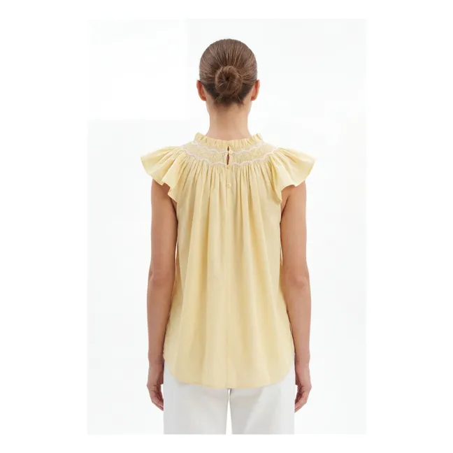 Top de popelina de algodón Mykonos | Amarillo