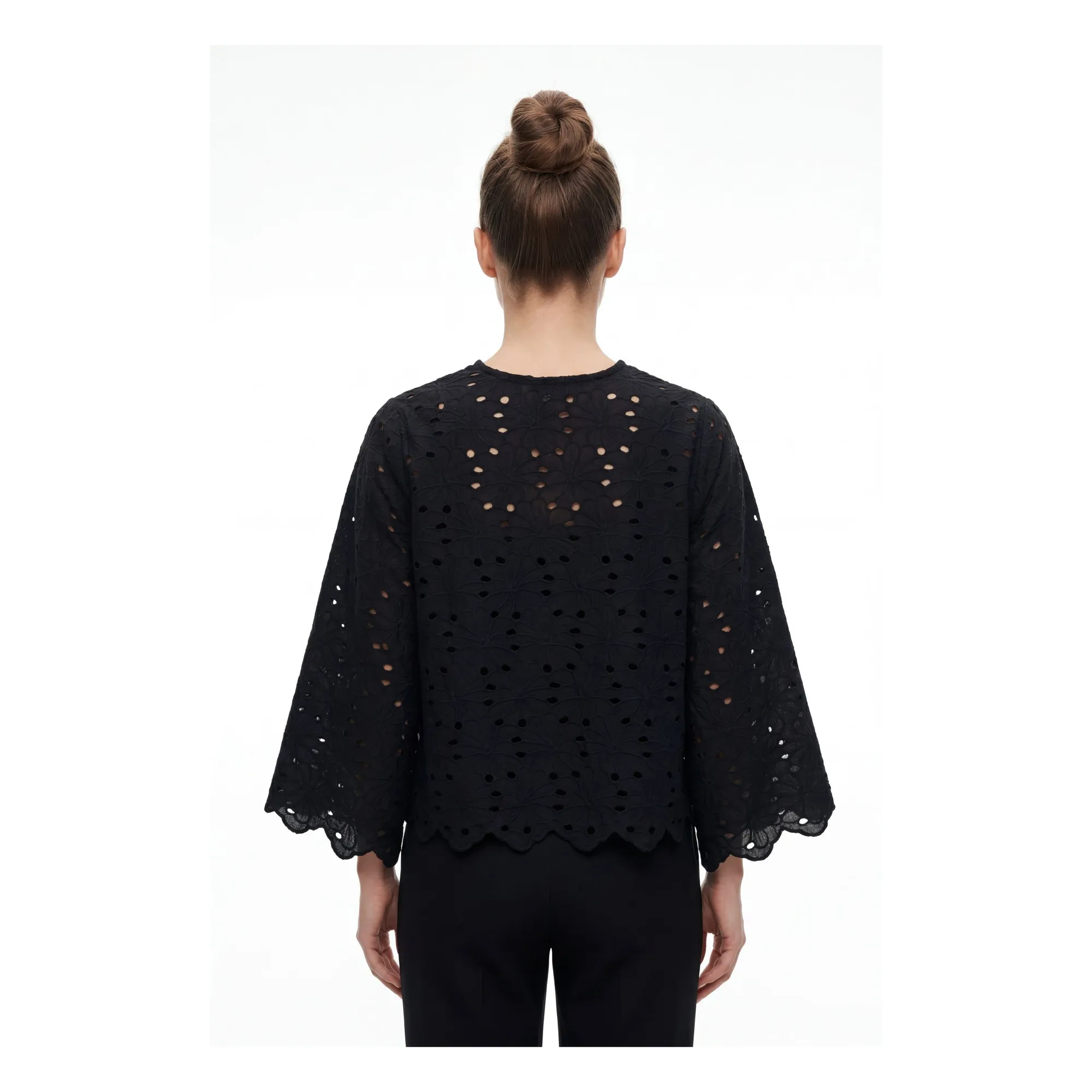 Blouse Brodée Gabriella Coton | Noir- Image produit n°2