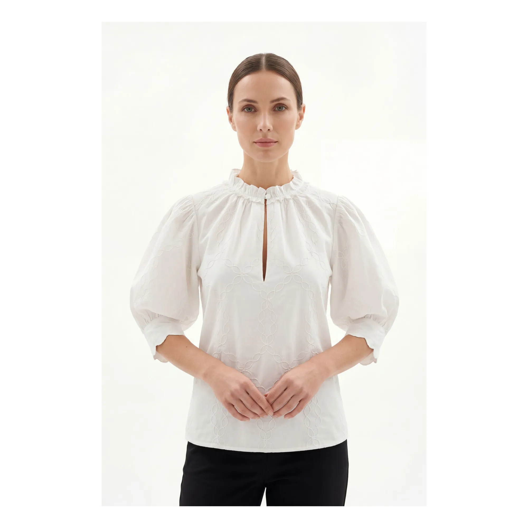 Bellepiece White Belem Cotton Embroidered Blouse