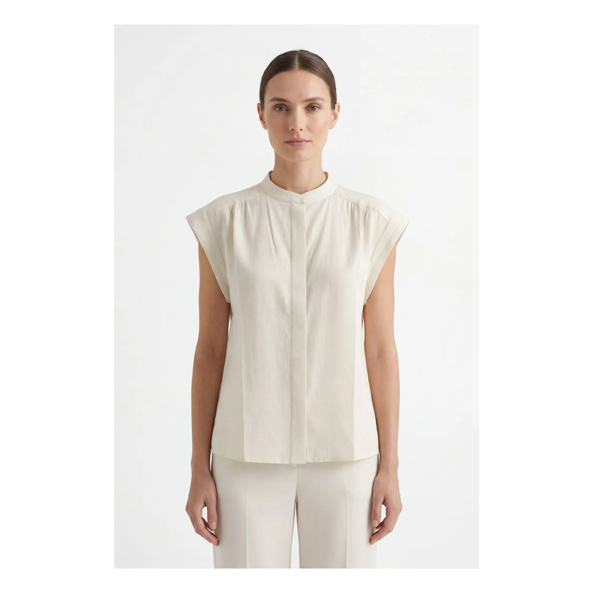 Hod - Chemise Sans Manches Femme - Coton - Crème - XS