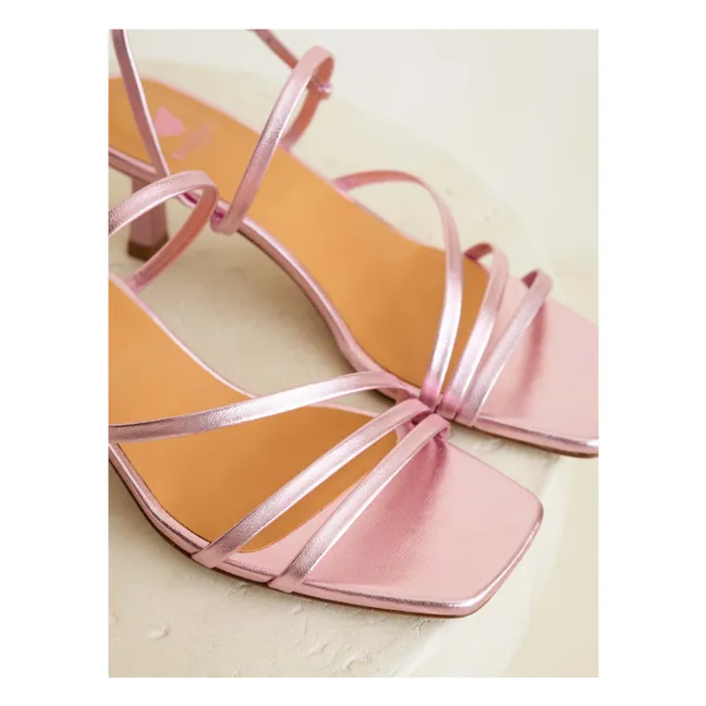 Sandales Alix Cuir Laminé | Rose