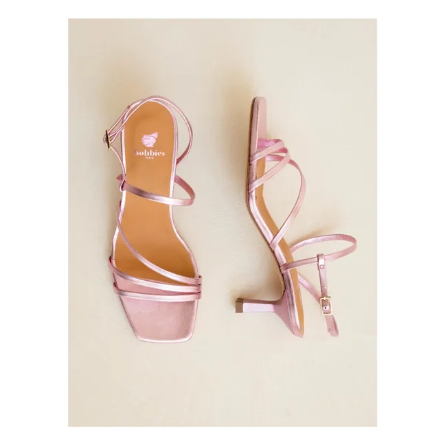 Sandales Alix Cuir Laminé | Rose