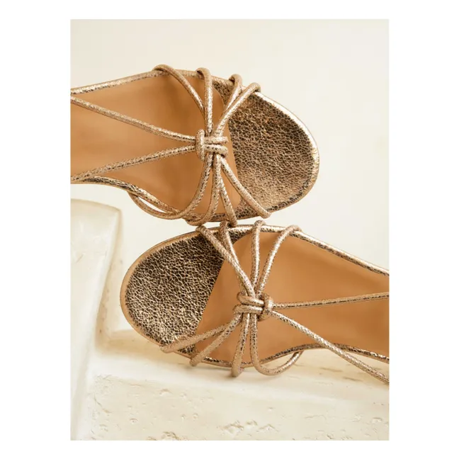 Sandalias de piel lamé Tara | Dorado