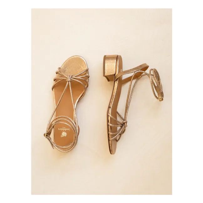 Sandalias de piel lamé Tara | Dorado