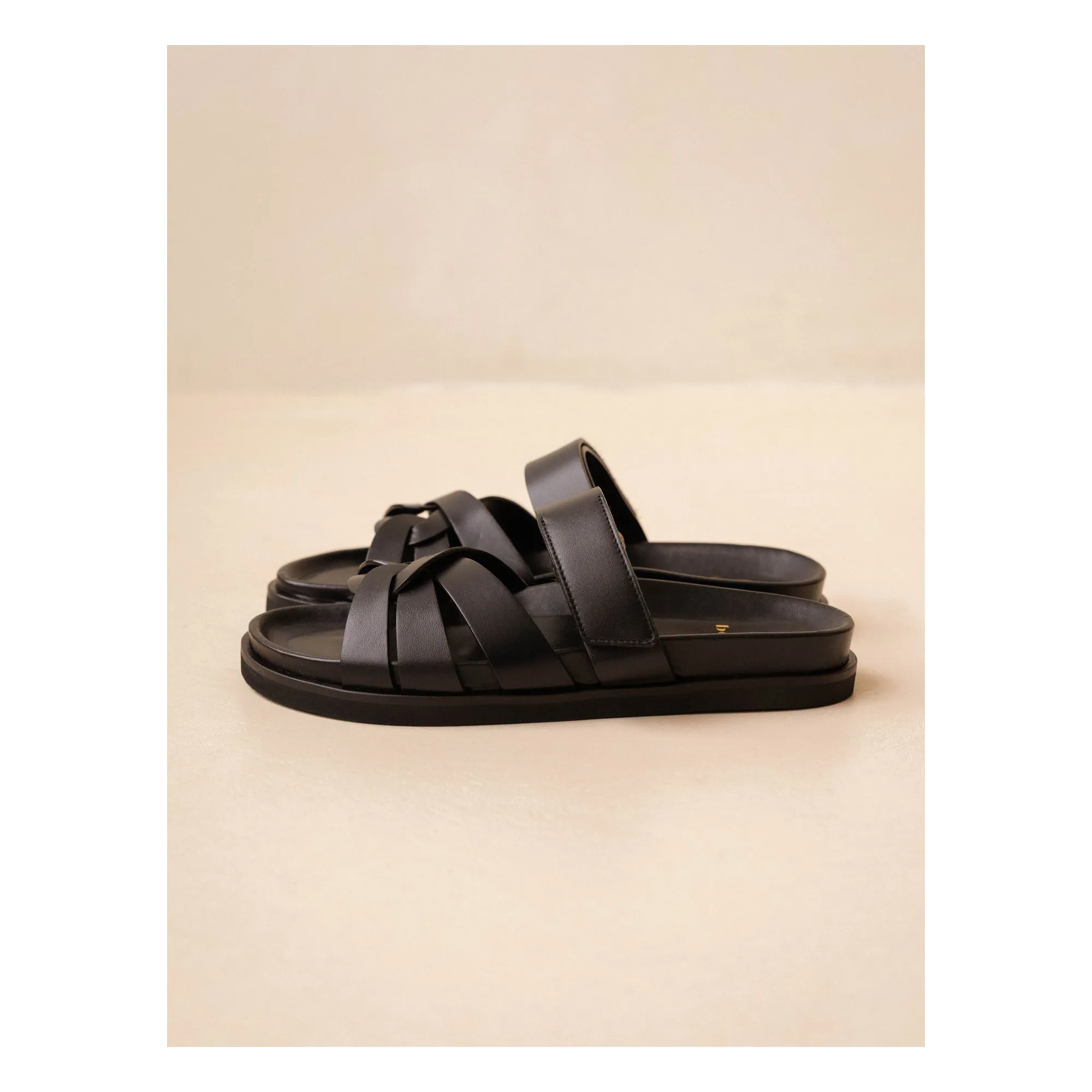 Bobbies Black Atlas Leather Sandals
