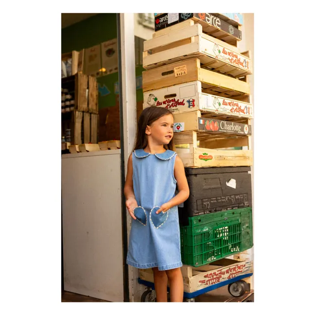 Vestido Misti Chambray Cuello Peter Pan | Azul Claro