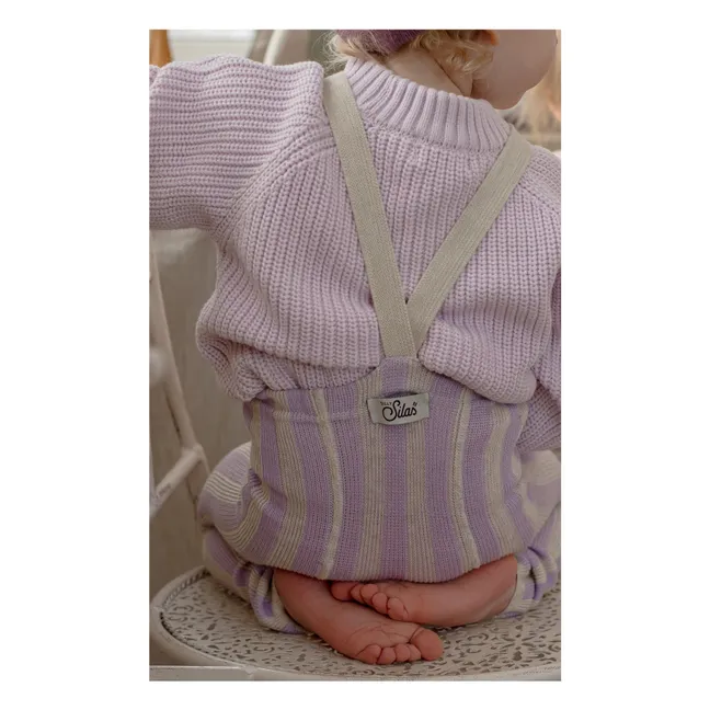 Collants à Bretelles Sans Pieds Rayés Coton Bio  | Lavande