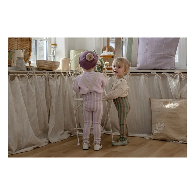 Striped Organic Cotton Footless Strapless Tights  | Lavender