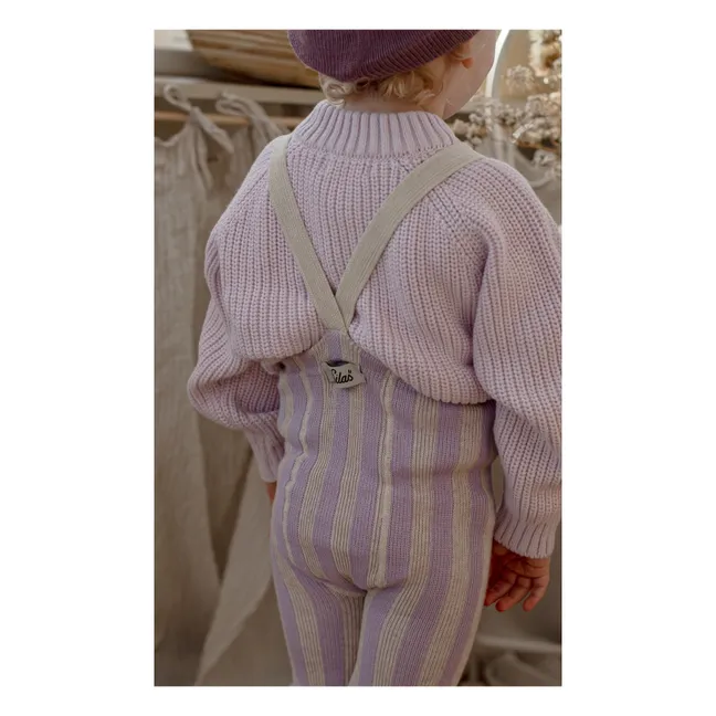 Striped Organic Cotton Footless Strapless Tights  | Lavender