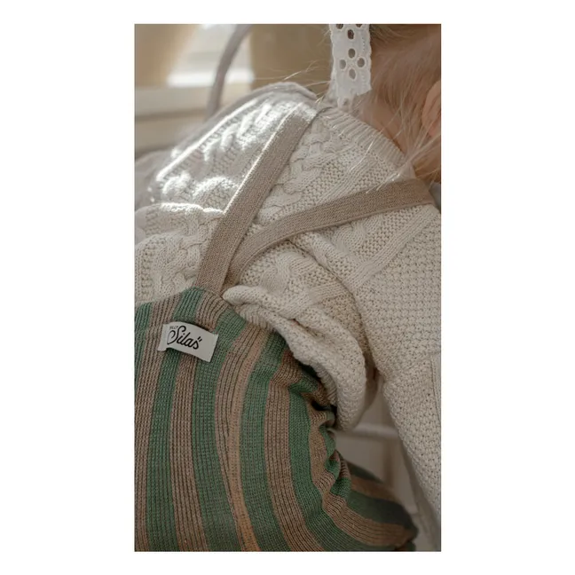 Collants à Bretelles Sans Pieds Rayés Coton Bio  | Vert