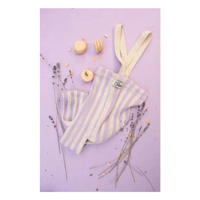 Striped Organic Cotton Footless Strapless Tights  | Lavender