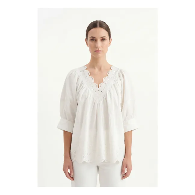 Blouse Brodée Tito Coton | Blanc