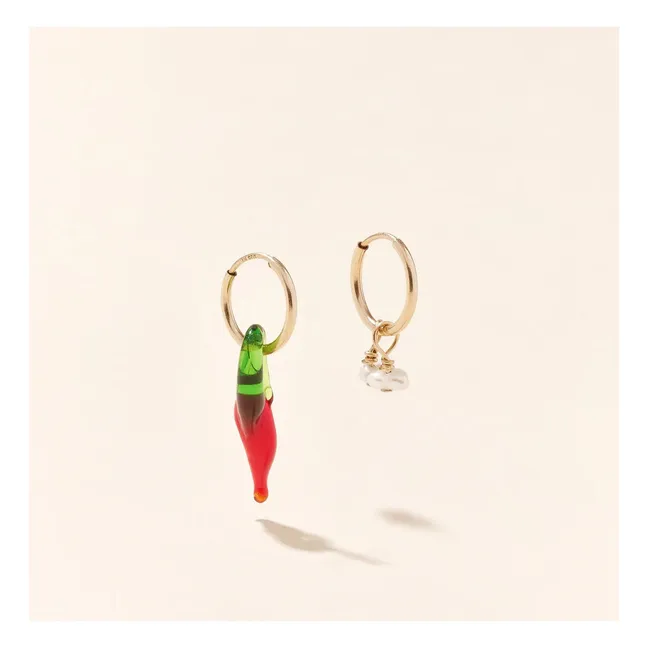 Chilli and Mother-of-Pearl Earrings | Red