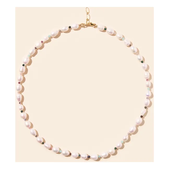 Mother-of-Pearl Tourmaline Anklet | White