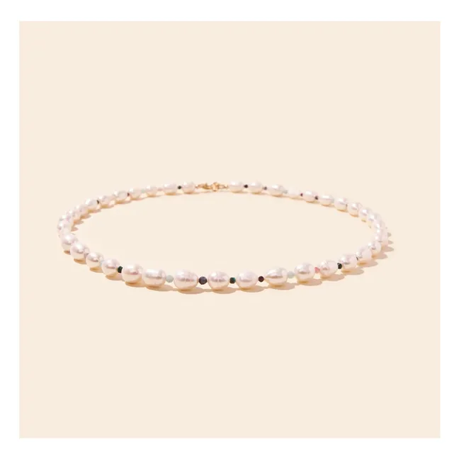 Mother-of-Pearl Tourmaline Anklet | White