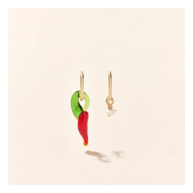 Chilli and Mother-of-Pearl Earrings | Red