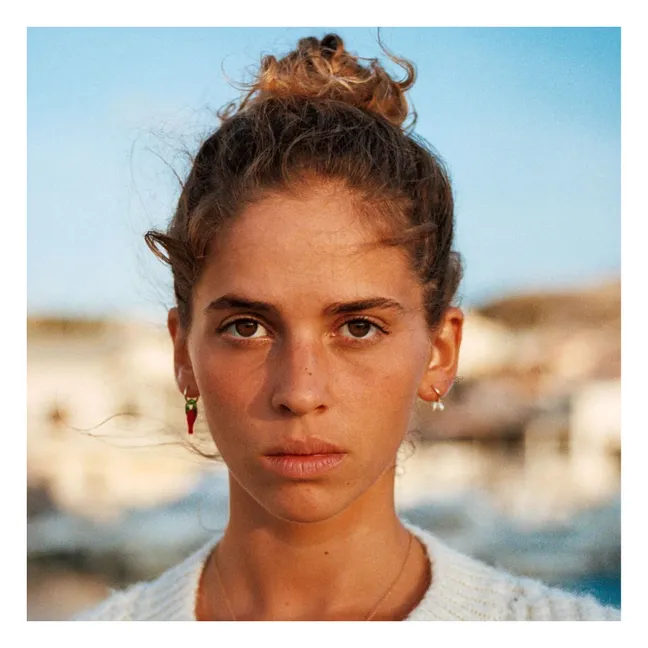 Pendientes de chile y nácar | Rojo