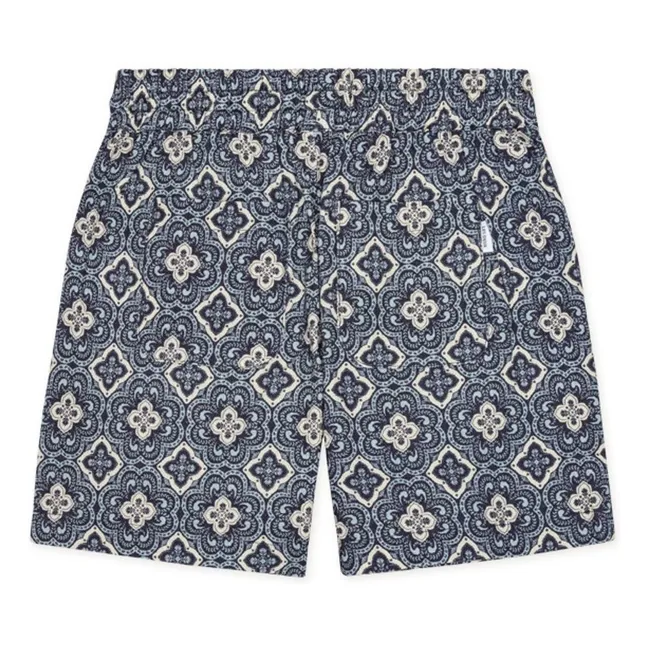 Pantalones cortos Harry Arabesque de algodón orgánico | Azul