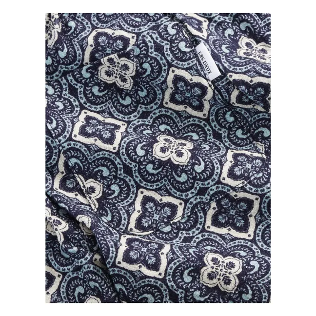 Pantalones cortos Harry Arabesque de algodón orgánico | Azul